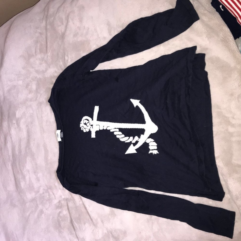 Navy sweater with white anchor